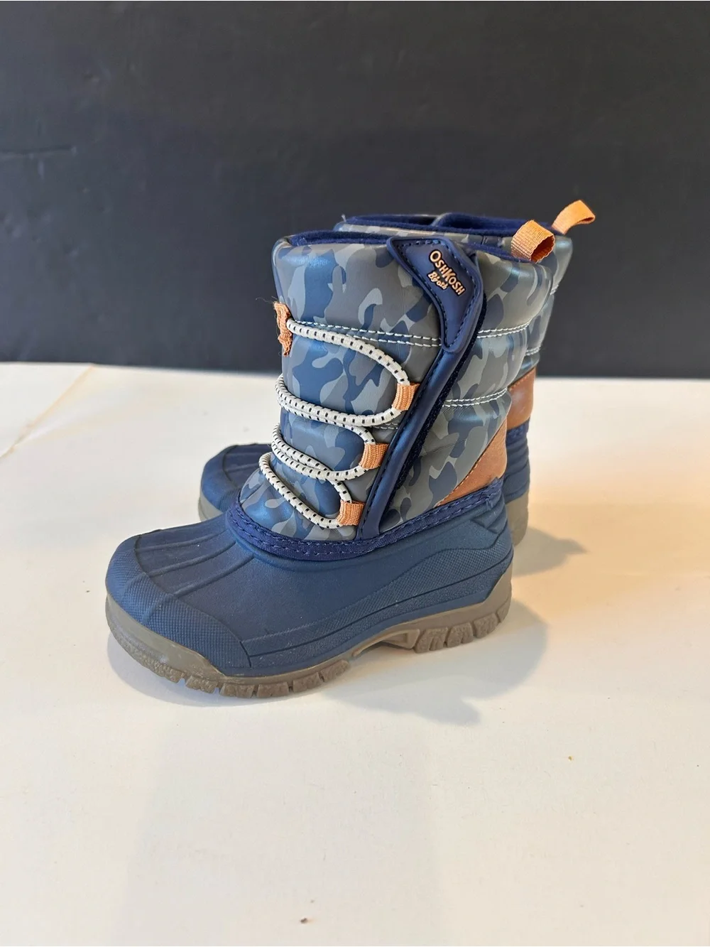 OshKosh Kids Size 5 Blue Camo Waterproof Winter Snow Boots